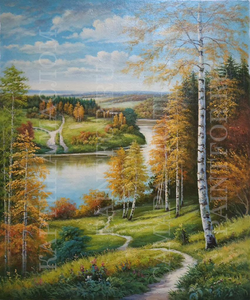 Картина маслом Осенняя прогулка 50х60